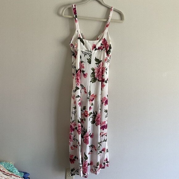 Forever 21 Favlux Women SZ M Ivory Floral Twist Front Top Strappy Jumpsuit NWT - Picture 9 of 10